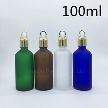 Botella de viaje 10 piezas 100ml botella de aceite esencial de vidrio esmerilado transparente verde ámbar azul, botella cuentagotas de perfume de vidrio de 100cc 2024 - compra barato