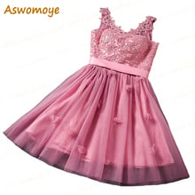 Aswowoye-vestido De noche corto con flores en 3D, traje Formal con cordones, para novia, fiesta 2024 - compra barato