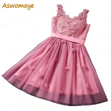 Aswomoye rosa curto vestido de noite flor 3d faixas rendas até barato festa noiva baile de formatura vestido formal robe de festa 2024 - compre barato