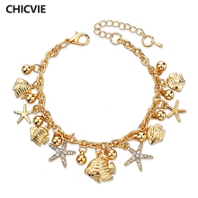 Chicvie pulseira de imitação de flor sbr150206, bracelete de liga de ouro com pedras em fecho 2024 - compre barato