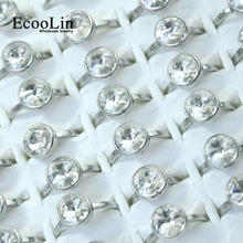 EcooLin-anillos de circón superior de acero inoxidable para mujer, lote de joyería a la moda, 10 Uds., LR4036 2024 - compra barato