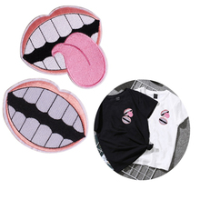 Fine Pink Lips Tongue Clothes Embroidered Iron on Patches for Clothing DIY Stripes Motif Appliques Garment Badges parches 2024 - buy cheap