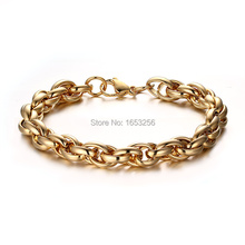 Gold Stainelss Steel Huge Rope Link  Chain Bracelet  Jewelry Men's Fashion Gifts 9mm 8.66'' 2024 - buy cheap