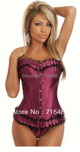 Hot Selling Free Shipping  Purple Victorian Corset Vest Tops Satin Overbust Shaper 2024 - buy cheap
