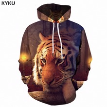 KYKU/худи в виде тигра, мужские 3d толстовки с капюшоном и принтом животных, одежда в стиле панк-рок, мужская одежда в стиле хип-хоп, забавная уличная одежда 2024 - купить недорого