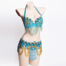 Woman's Eastern Outfits Belly Dance Costume Set Female Sequins Belly Dance Bra Belt Oriental Dance Costume Bellydance Wear 2024 - buy cheap