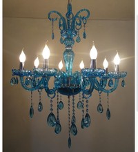 Newly Blue Crystal Chandelier Bohemia Chandelier lustres de cristal Decoration Tiffany Pendants and Chandeliers Home Lighting 2024 - buy cheap