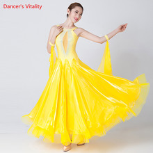 Vestido de dança feminino padrão para salão de baile, saia sem mangas com incrustação de diamante, de luxo, moderno, 2018 2024 - compre barato