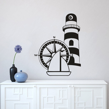 Sea Nautical Wall Murals Ocean Lighthouse Design Wall Sticker Home Decorative Decor Removable  Sea Compass Vinyl Decals  AZ630 2024 - buy cheap