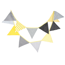 3.2m 12 Flags Retro Yellow Gray Wave Spot Banner Pennant Garland Birthday Bunting Wedding Party Decor New Year Baby Photograph 2024 - buy cheap