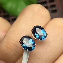 925 silver sterling natural London Blue topaz earrings water drop fine Jewelry 2019 new wholesale 2024 - buy cheap