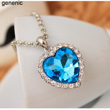 1Pcs Beautiful Blue Ocean Crystal Rhinestone Heart Pendant Necklace Classic Titanic Jewelry Lover Gift For Fashion Women's 2024 - buy cheap