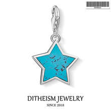 Blue Star Charms Pendant,2019 Europe Spring Jewelry 925 Sterling Silver Trendy Gift For Women Girls Fit Bracelet Necklace Bag 2024 - buy cheap