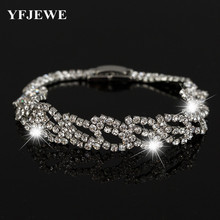 2017 Luxury Crystal Bracelets For Women Silver color Bracelets & Bangles  Bridal Wedding Jewelry Charm 2024 - buy cheap