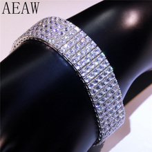 AEAW-pulsera de moissanita para mujer, de oro blanco 585, 14K, 31,5 CTW, Color F, 266 Uds., 3mm, brazalete de diamante de laboratorio, joyería fina 2024 - compra barato