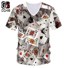 OGKB-Camiseta con cuello en V para hombre, camisa con estampado 3d de carta de póker, guerra, Harajuku, 7XL, 2019 2024 - compra barato