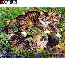 HOMFUN Full Square/Round Drill 5D DIY Diamond Painting "Animal cat" Embroidery Cross Stitch 3D Home Decor Gift A17544 2024 - buy cheap