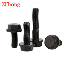 10pcs/lot DIN6921 M8 Steel With Black Grade 10.9 Hex Flange Bolt Bolts M8*20/25/30/35/40 2024 - buy cheap