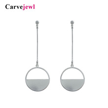 Carvejewl-pendiente largo y sencillo para mujer y niña, colgante con forma de disco redondo, joyería, nuevo accesorio de diseño coreano 2024 - compra barato