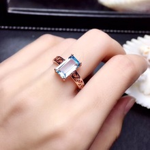 Topaz ring  Finger ring Natural real blue topaz 925 sterling silver ring Wholesales For men or women 2024 - buy cheap