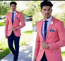 New slim fit costume homme mariage pink suit men Men Suit with pants wedding suits for men Blazer Prom 2 piece terno masculino 2024 - buy cheap