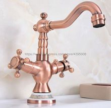 Antique Red Copper Double Handle Bathroom Kitchen Faucet Swivel Spout Vessel Sink Mixer Tap Deck Mounted Bnf622 2024 - buy cheap