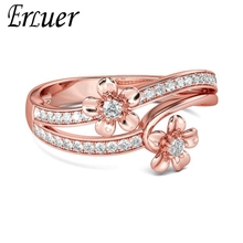 ERLUER Delicate Flower Rose Gold Color Rings For Women Girls Austrian Crystal Zircon Classic Jewelry Fashion Wedding Gifts Ring 2024 - buy cheap