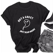 Camiseta harajuku de verão, dia das bruxas, não é um fantasma, boneco de algodão preto, vintage, hipster, gráfico 2024 - compre barato