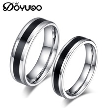 DOYUBO Мода 316L кольца для влюбленных из нержавеющей стали для мужчин и женщин элегантные Парные черные эмалированные кольца Свадебные Изящные Ювелирные изделия DF017 2024 - купить недорого