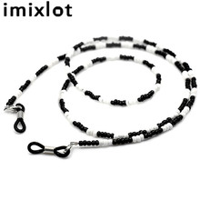 Imixlot-correa de cordón para gafas de sol, cordón clásico con cuentas blancas y negras, collar para lente de Metal, cadena para gafas de lectura 2024 - compra barato