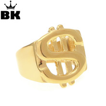 Anillo con signo de dólar americano, estilo callejero, Color dorado, tamaño 9/10/11/12, acero inoxidable, Hip Hop, para raperos/joyería para hombre 2024 - compra barato