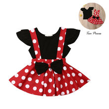 New Lovely Toddler Baby Girls Polka Dots Clothes Kids T Shirt Tops Bow Skirt Outfit Clothes Set 2024 - buy cheap