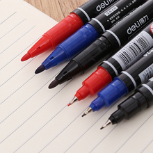 Marcadores permanentes de ponta dupla, ponto fino, tinta (preto, azul, vermelho), 0.5mm-1mm material de escritório de artigos de papelaria highlighter 1 peças 2024 - compre barato
