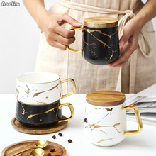 Caneca escandinava em cerâmica, xícara de chá e café com tampa de madeira ou bandeja, acessórios para bebidas 2024 - compre barato