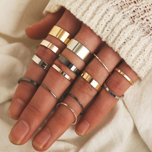 14 Pcs/Set Fashion Gold Silver Color Rings Set for Women 2020 Mix Boho Vintage Round Knuckle Ring Female Jewelry Gifts Wholesale 2024 - купить недорого