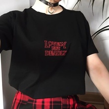 Lovely but Deadly Graphic Tee Unisex Cool Graphic Tee Tumblr Fashion Funny T-shirt Men Women Grunge Casual cotton causal shirts 2024 - buy cheap