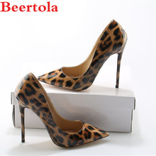 Sapatos de salto alto femininos de couro patenteado, estampa de leopardo, stiletto so kate, modelos multiuso, sapatos para mulheres, escritório 2024 - compre barato
