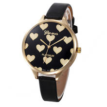 Часы женские кварцевые с кожаным ремешком, люксовые простые наручные, с принтом в виде сердца, подарок для девушек, XB40 2024 - купить недорого