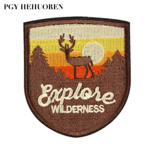 PGY Sunset Elk Nordic Decoration Clothing Iron Patch Embroidery Ironing Sewing Machine DIY Style Clothes Embroidery Landscape 2024 - buy cheap