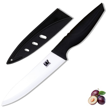 Ceramic blade utility knife 4 inch white blade black handle sheath superb sharp never rust cooking tools hot sell single knife 2024 - buy cheap