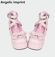 Angelic imprint new woman mori girl lolita cosplay shoes lady high wedges heels pumps women princess dress party shoes 33-47 7cm 2024 - buy cheap