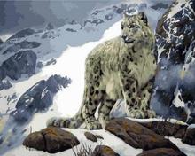Pintura por números de arte de parede, pintura de leopardo em forma de neve para decoração de casa, diy 2024 - compre barato
