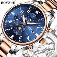 BOYZHE Watch Men Luxury Waterproof Multi-functional Mechanical Movement Automatic Watch Men Steel Fashion Business Watches Clock 2024 - buy cheap