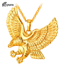 Men Eagle Necklaces & Pendants Statement Big Animal Pendant with chain Male Gift Wholesale P2069G 2024 - buy cheap