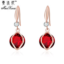 Manxiuni Jewels Luxury Water Drop Earrings Rose Gold Color Blue Crystal Fashion Zircon Drop Earring for Women Engagement 2024 - buy cheap