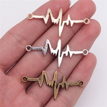 Wysiwyg 10 pçs encantos ecg batimento cardíaco ligação conector 40x20mm pingente antigo apto vintage diy jóias artesanais 2024 - compre barato