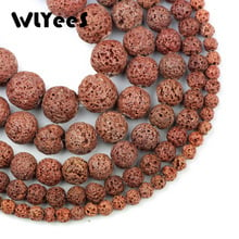 WLYeeS-Cuentas de Lava de roca marrón de piedra Natural para mujer, abalorios redondos de 4, 6, 8, 10 y 12mm, cuentas sueltas con espacio, accesorios de joyería, fabricación de pulseras 2024 - compra barato