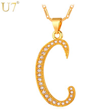 U7 regalo de San Valentín alfabeto personalizado Letra C colgante collar mujer hombres joyería collar de Color dorado P696 2024 - compra barato