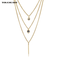 TOUCHEART Fashion Gold color Accessories Evil Eye Long Necklace Crystal Jewelry Multi-Layer Chain Necklaces For Women SNE150823 2024 - buy cheap