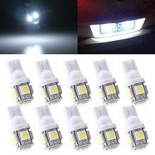 10X T10 W5W LED Bulb 5 SMD LED White Blue Red Yellow Green 5050 194 168 Super Bright wedge Lights bulbs Lamps 12V 2024 - buy cheap